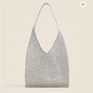 J. Crew Metallic Silver Woven Shoulder Bag